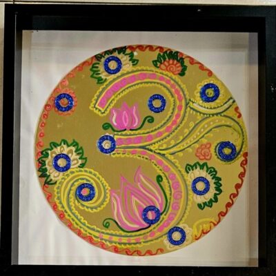 Box series Singa Rangoli finger painting on Acrylic mirrors 30 cm dia (4)