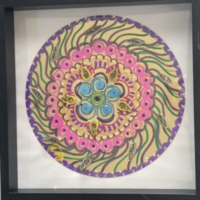 Box series Singa Rangoli finger painting on Acrylic mirrors 30 cm dia (2)