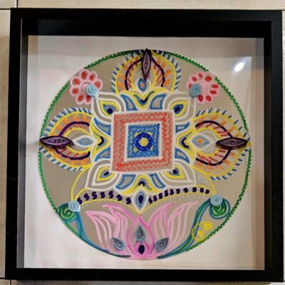 Box series Singa Rangoli finger painting on Acrylic mirrors 30 cm dia (5)
