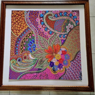 GRANDEUR acrylic finger painting on acrylic mirror B