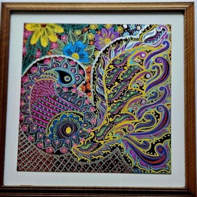 GRANDEUR acrylic finger painting on acrylic mirror