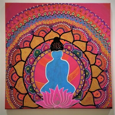 PEACE Rangoli finger acrylic painting on canvas