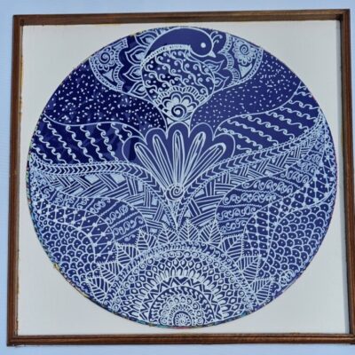 Singa Rangoli abstract Finger painting with acrylic paint markers on acrylic sheet 60cm dia (2)